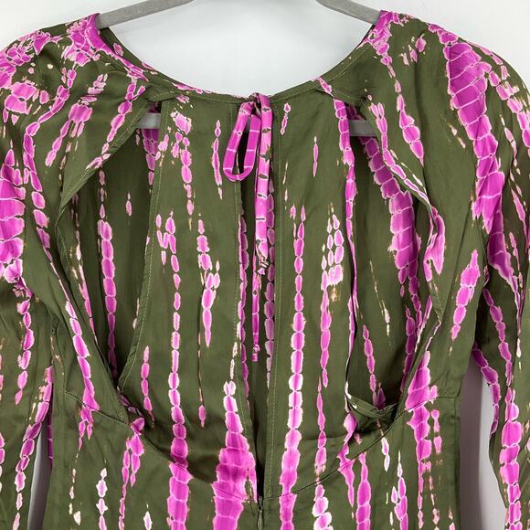 Young Fabulous & Broke Alya Bias Cut Mini Dress Green Pink Small - Picture 7 of 11